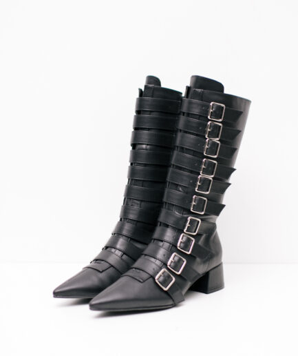 [35 ao 40] Botas goth pikes cano alto foscas Caffeine