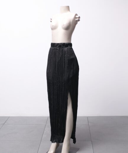 [P/M/G] Saia longa plissada com fenda Clock House