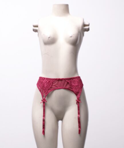 [P/M] Cinta-liga de tule com renda bordô