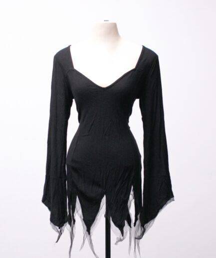 [G] Blusa manga longa de malha com pontas e detalhes de tule Killstar