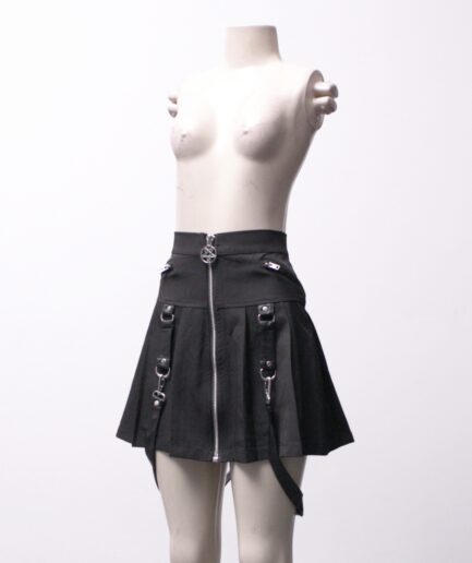 [P] Saia plissada com suspensórios de courino Killstar