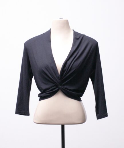 [P/M] Cropped de malha com nó no decote