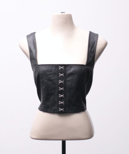 [M/G] Cropped de courino com detalhes de ganchinhos