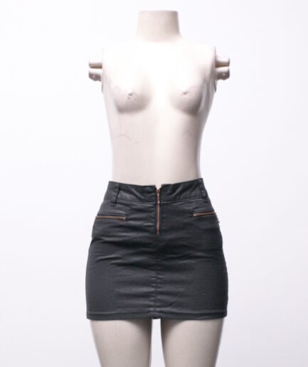 [P/M] Saia resinada com detalhes de zíper cobre Zara