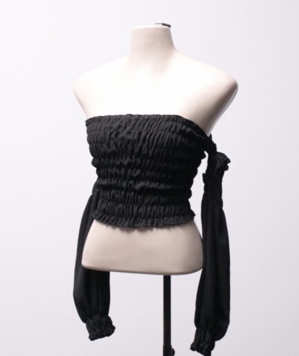 [PP/P] Cropped lastex com manga longa