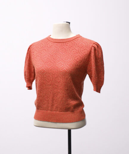 [P/M] Blusa de tricô laranja com brilho